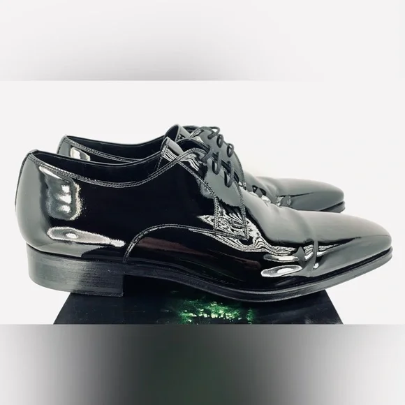 $375 Mens MAGNANNI Dante BLACK Patent Leather TUXEDO Formal Dress Shoes Mens 8.5 - Picture 3 of 8
